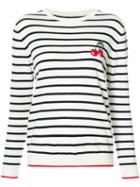 Chinti And Parker - Striped Cherry Sweater - Women - Cashmere - Xs, White, Cashmere