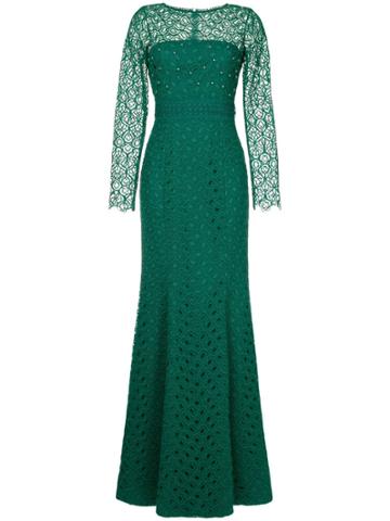 Copurs Fine Lace Sheer Gown - Green