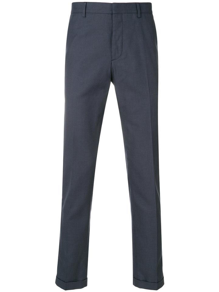 Prada Micro-checked Trousers - Blue