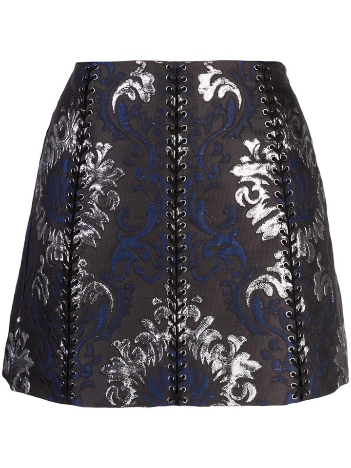 Vera Wang Lace-up Detail Mini Skirt - Black