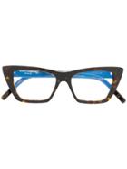 Saint Laurent Eyewear Tortoiseshell Cat-eye Sunglasses - Brown