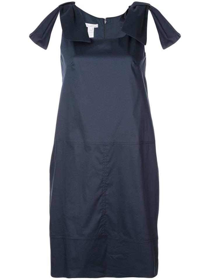 Oscar De La Renta Bow Embellished Shift Dress - Blue