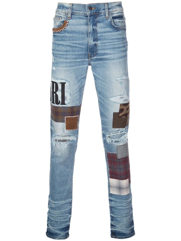 Amiri Slim Patchwork Jeans - Blue