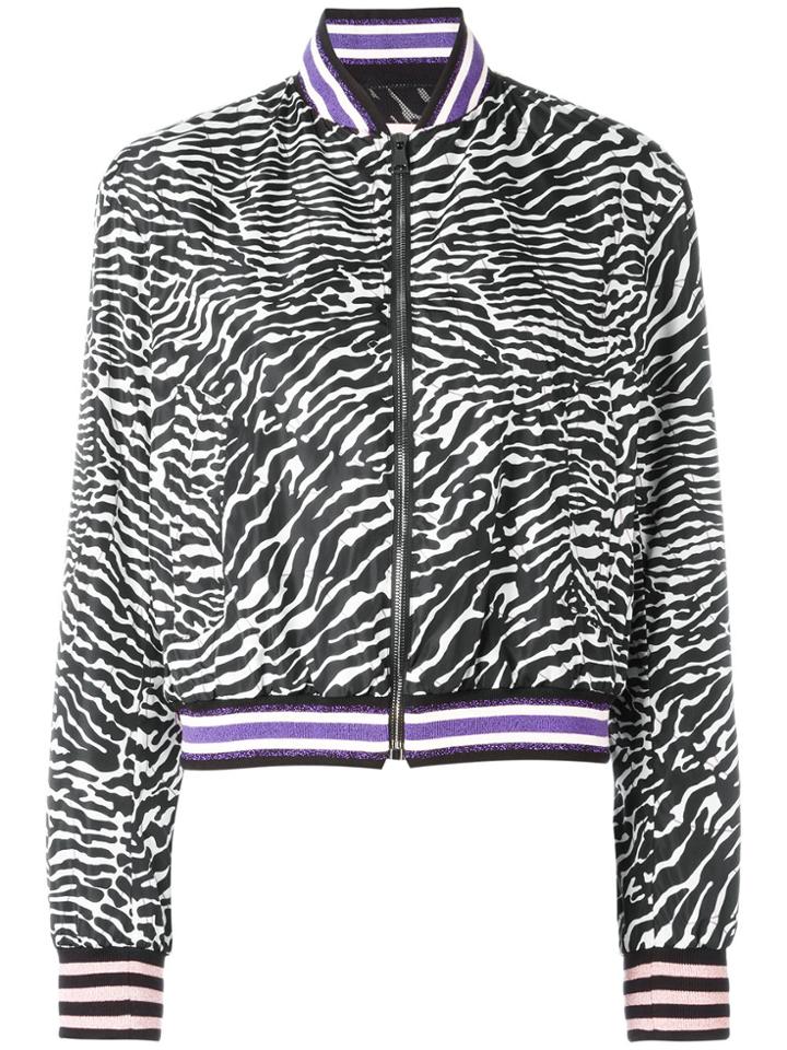 Giamba Zebra Pattern Bomber Jacket - Black