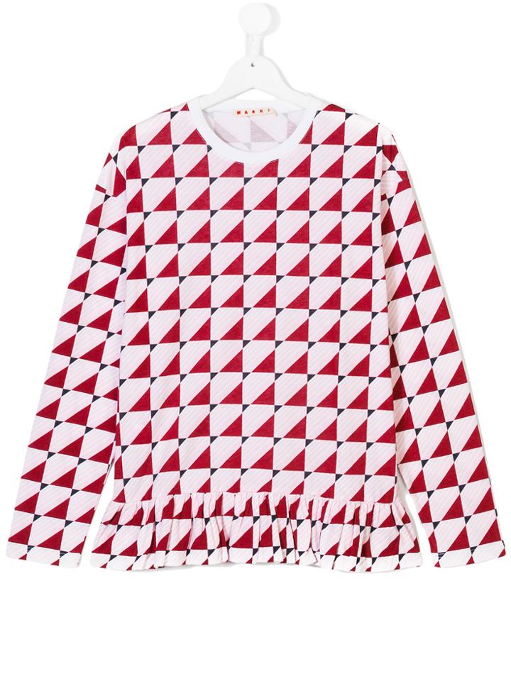 Marni Kids Printed Long Sleeve T-shirt - Pink & Purple