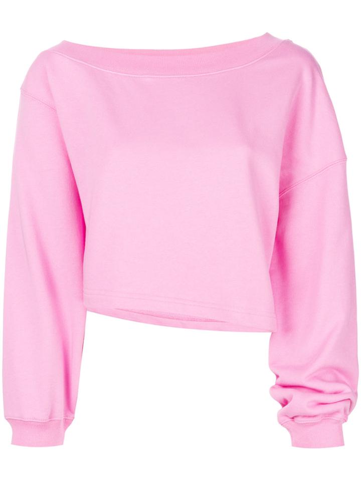Msgm Asymmetric Cropped Sweatshirt - Pink & Purple