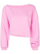 Msgm Asymmetric Cropped Sweatshirt - Pink & Purple