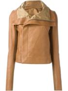 Rick Owens Draped Collar Biker Jacket, Women's, Size: 42, Nude/neutrals, Cotton/calf Leather/cupro/virgin Wool