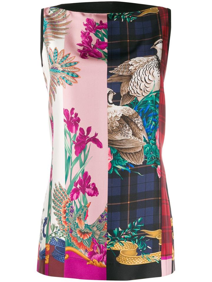 Salvatore Ferragamo Printed Front Sleeveless Top - Black
