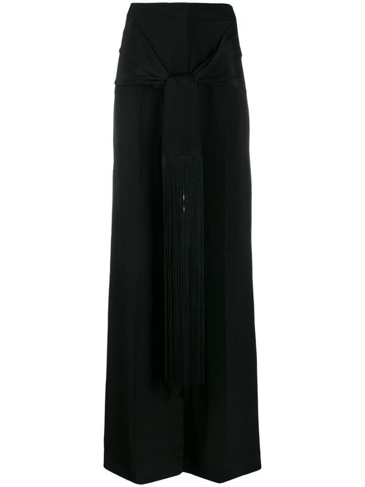 Stella Mccartney Fringed Tie Waist Palazzo Trousers - Black