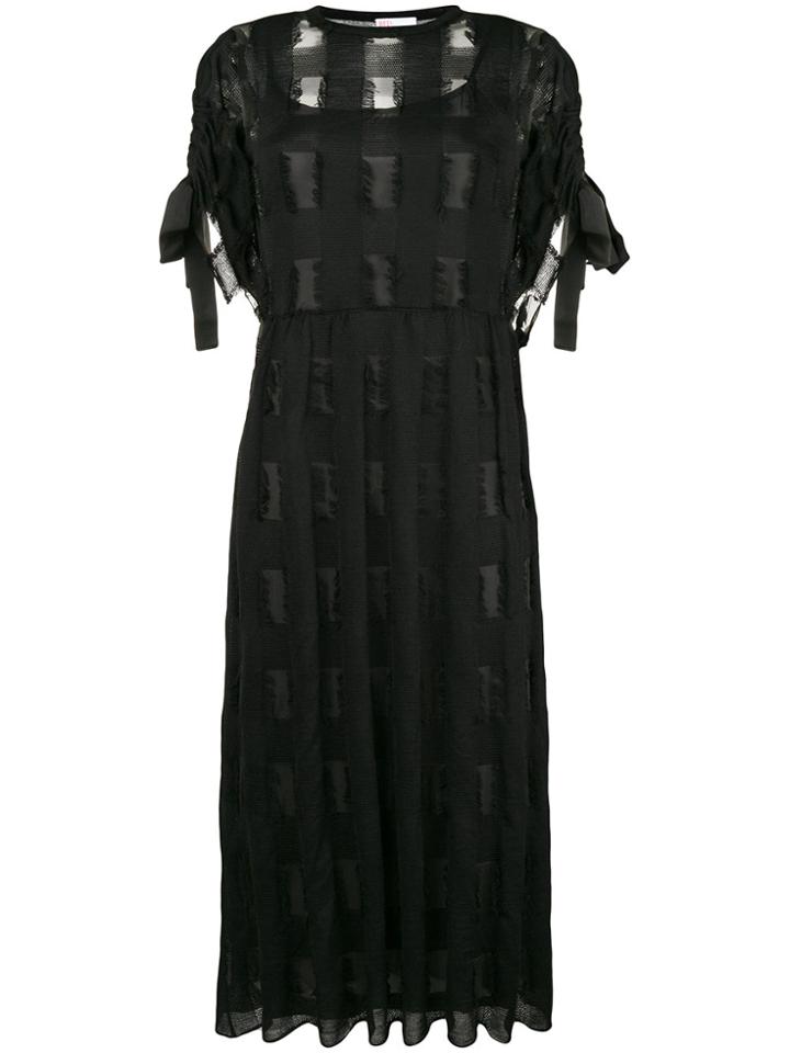 Red Valentino Tied Short Sleeve Shift Dress - Black