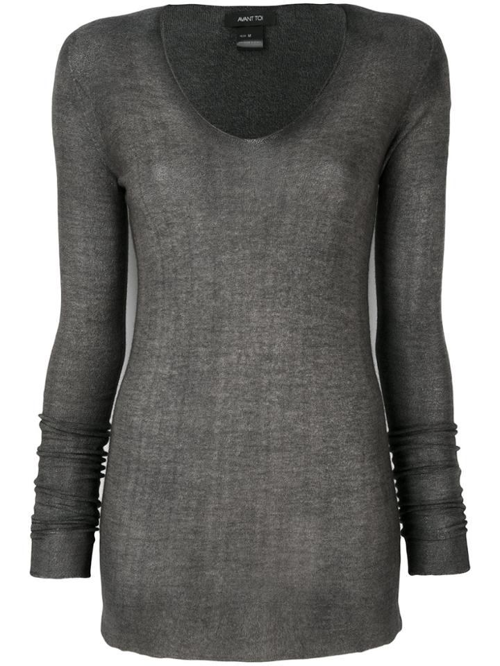 Avant Toi Fitted Knitted Sweater - Grey