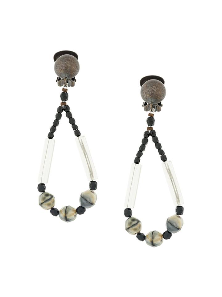 Armani Collezioni Beaded Drop Clip-on Earrings - Metallic