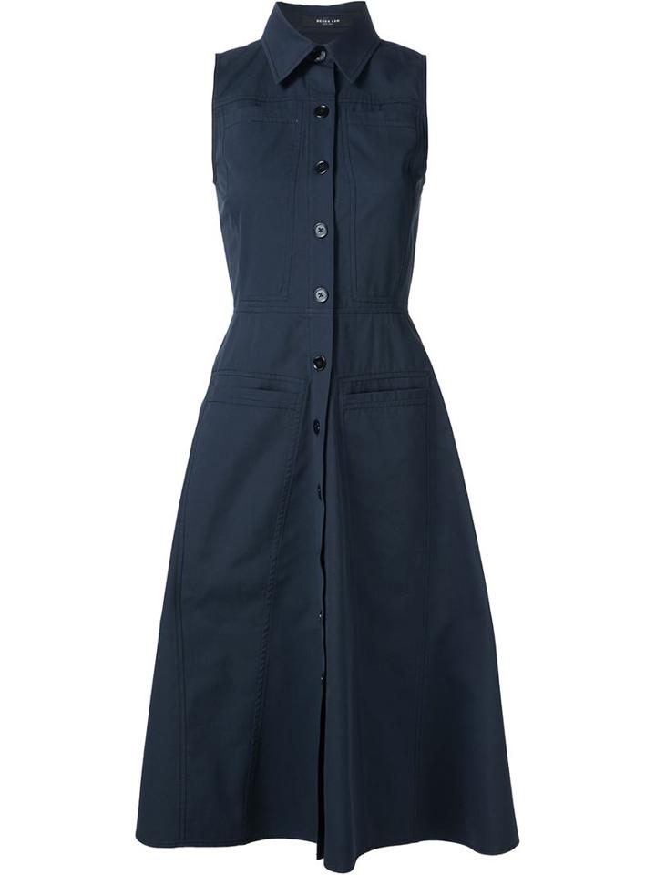 Derek Lam Flared Shirt Dress, Women's, Size: 36, Blue, Cotton/silk