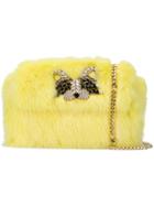 Ermanno Scervino Rhinestone Embellished Fur Clutch - Yellow & Orange