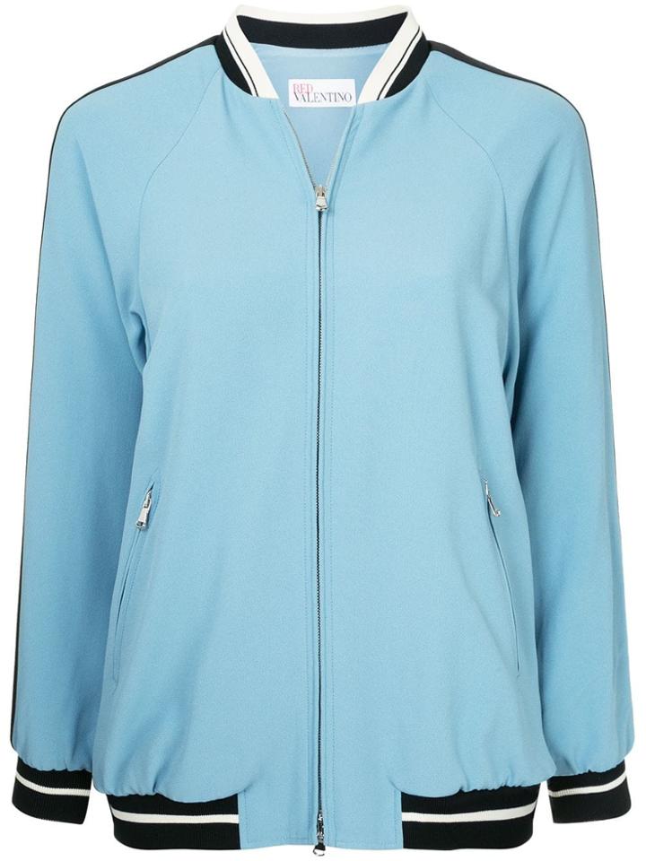 Red Valentino Heron Embroidered Bomber Jacket - Blue