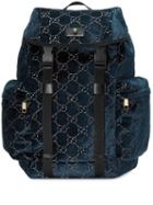 Gucci Medium Gg Velvet Backpack - Blue