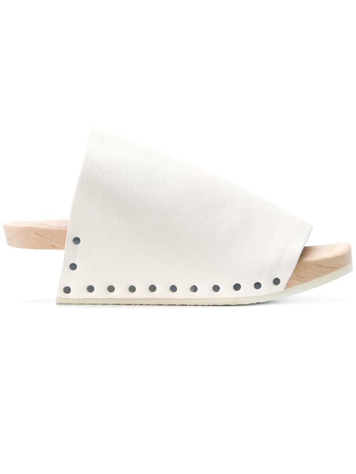 Trippen Heelless Platform Mules - White