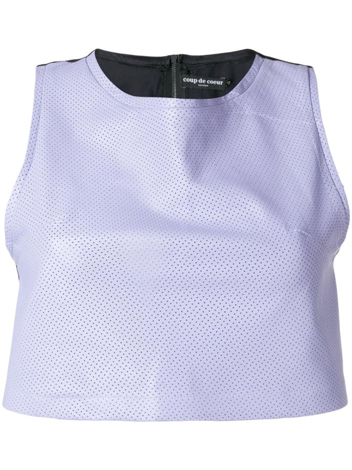 Coup De Coeur Perforated Detail Crop Top - Pink & Purple