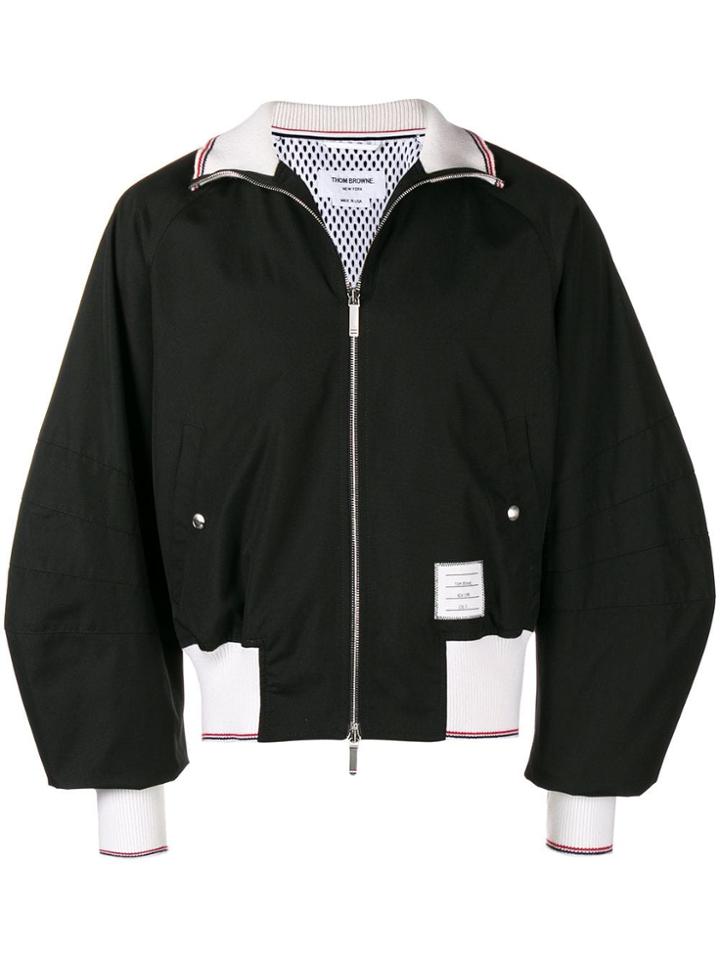 Thom Browne Contrast-trim Bomber Jacket - Black