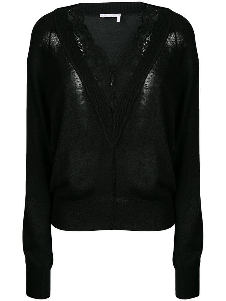 Chloé Lace Trimmed Jumper - Black