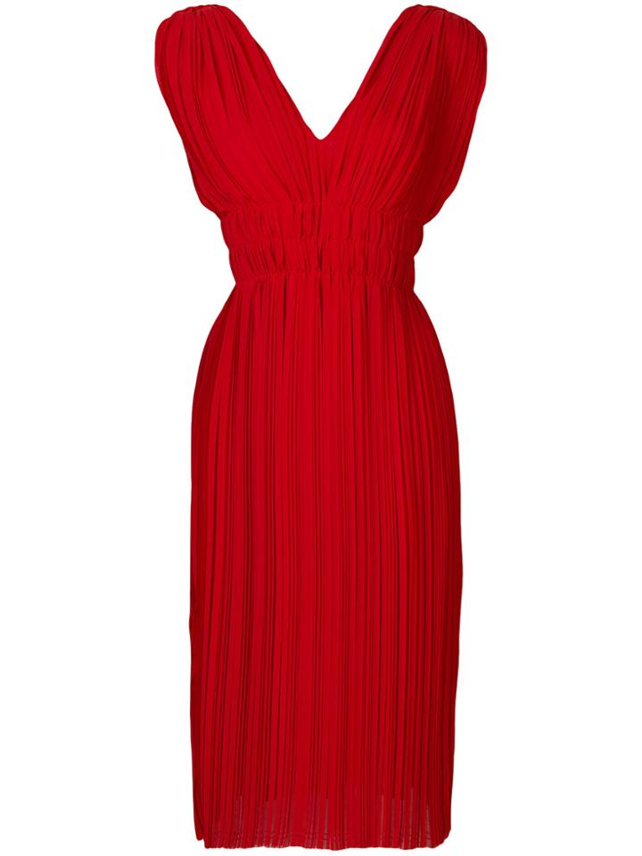 P.a.r.o.s.h. Pleated V-neck Dress - Red