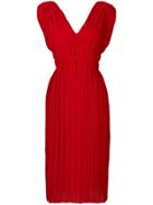 P.a.r.o.s.h. Pleated V-neck Dress - Red