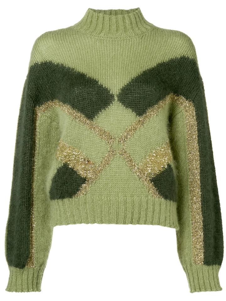 Alberta Ferretti Geometric-intarsia Jumper - Green