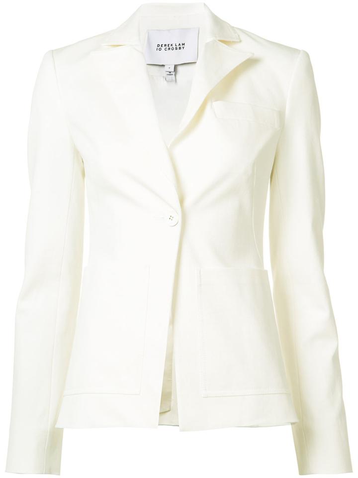 Derek Lam 10 Crosby - One Button Blazer - Women - Cotton/spandex/elastane/rayon - 4, White, Cotton/spandex/elastane/rayon
