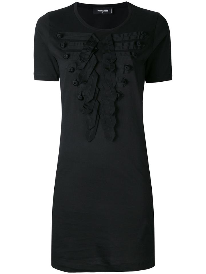 Dsquared2 - Embroidered Fitted Dress - Women - Cotton/polyester/viscose - L, Black, Cotton/polyester/viscose