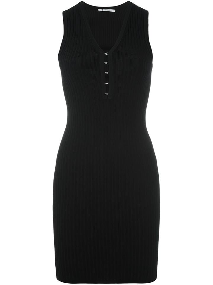 T By Alexander Wang Stripe Effect Mini Dress - Black