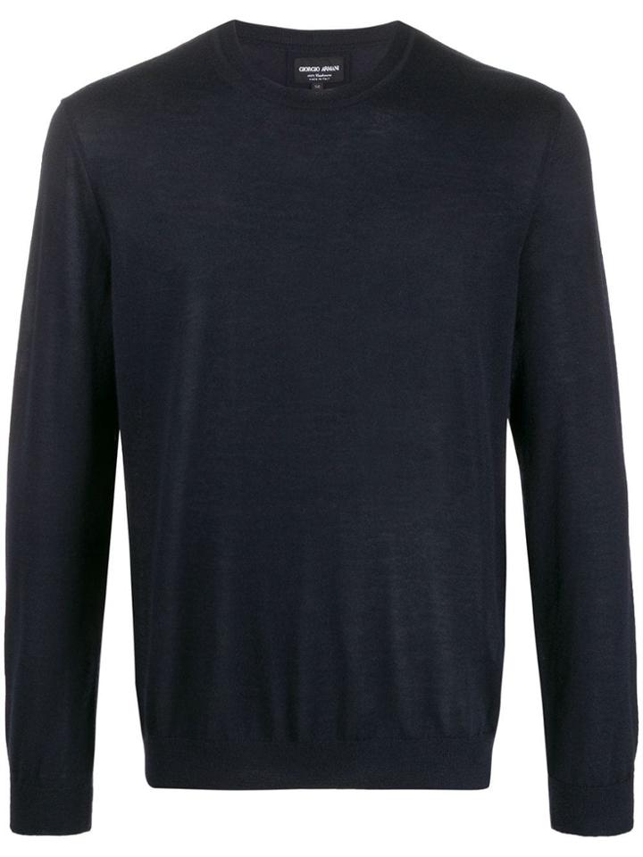 Giorgio Armani Fine Knit Crew Neck Sweater - Blue