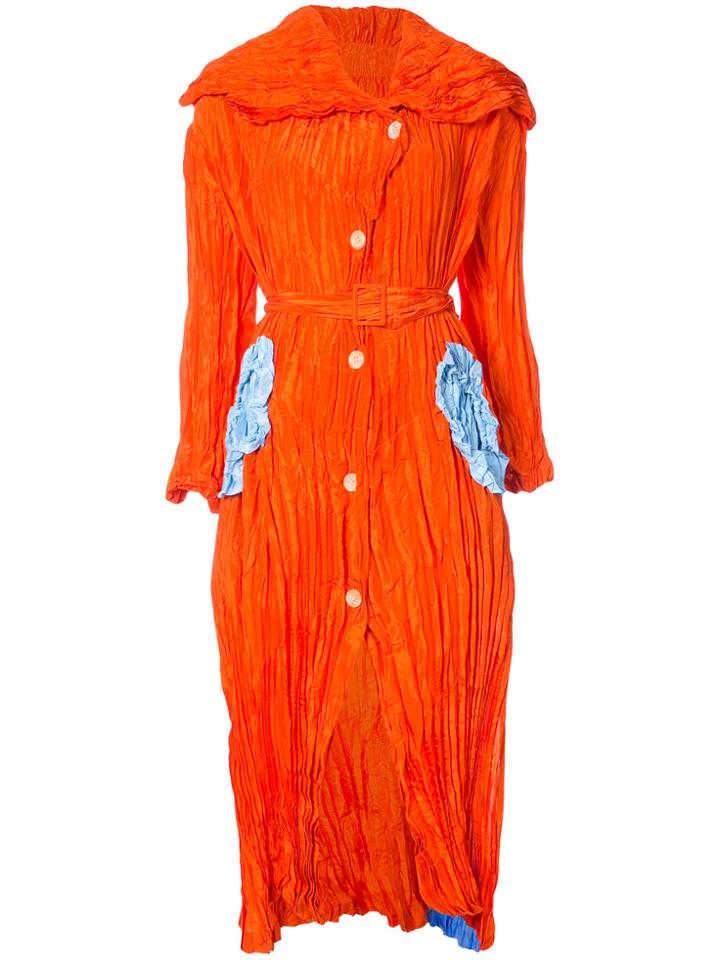 Tsumori Chisato Crinkled Belted Dress - Yellow & Orange