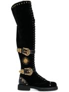 Fausto Puglisi Buckle Studded Boots - Black