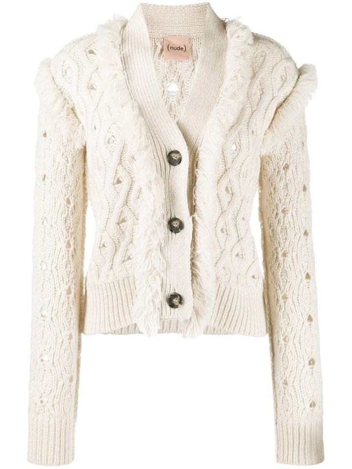 Nude Fringed Cardigan - Neutrals