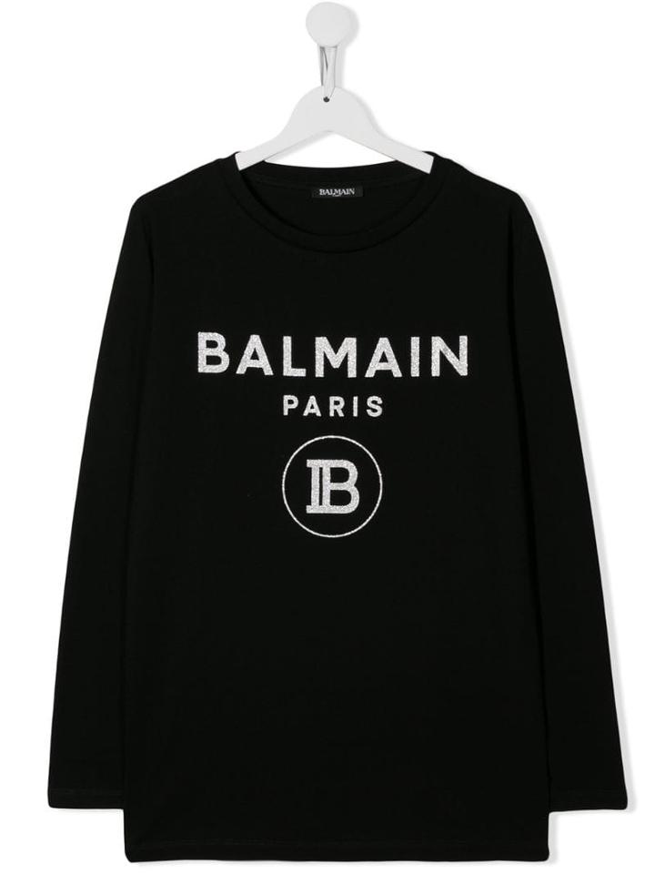 Balmain Kids Teen Logo Printed Sweatshirt - Black