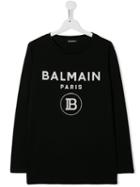 Balmain Kids Teen Logo Printed Sweatshirt - Black