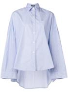 R13 Striped Oversized High Low Shirt - Blue