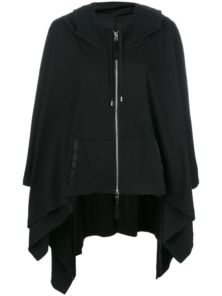 Unconditional - Hooded Zip Up Poncho - Women - Cotton - M, Black, Cotton