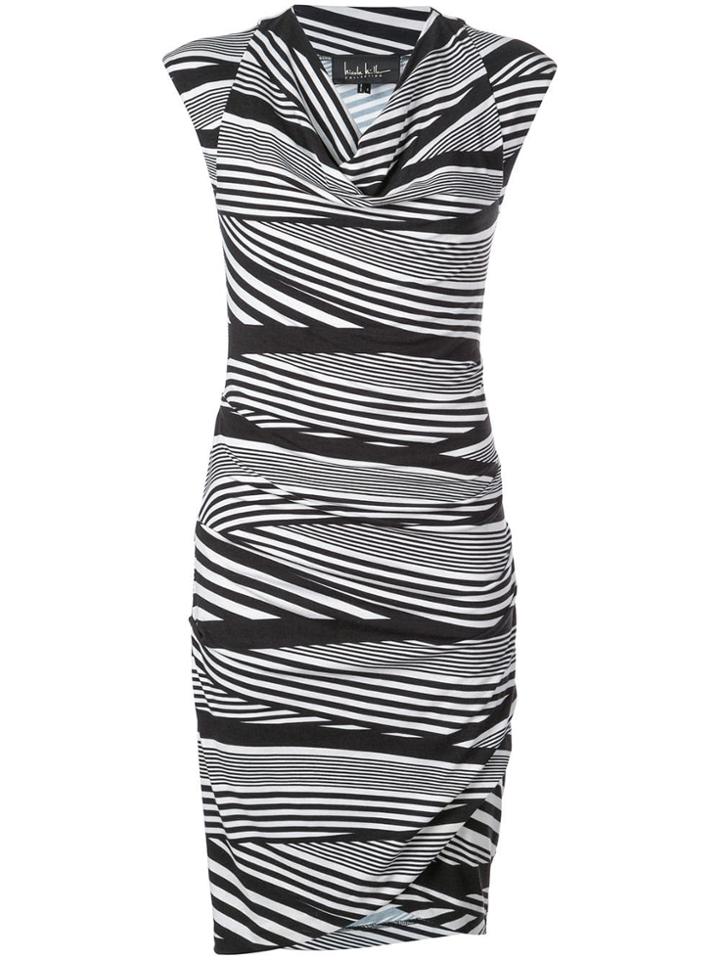 Nicole Miller Striped Midi Dress - Black