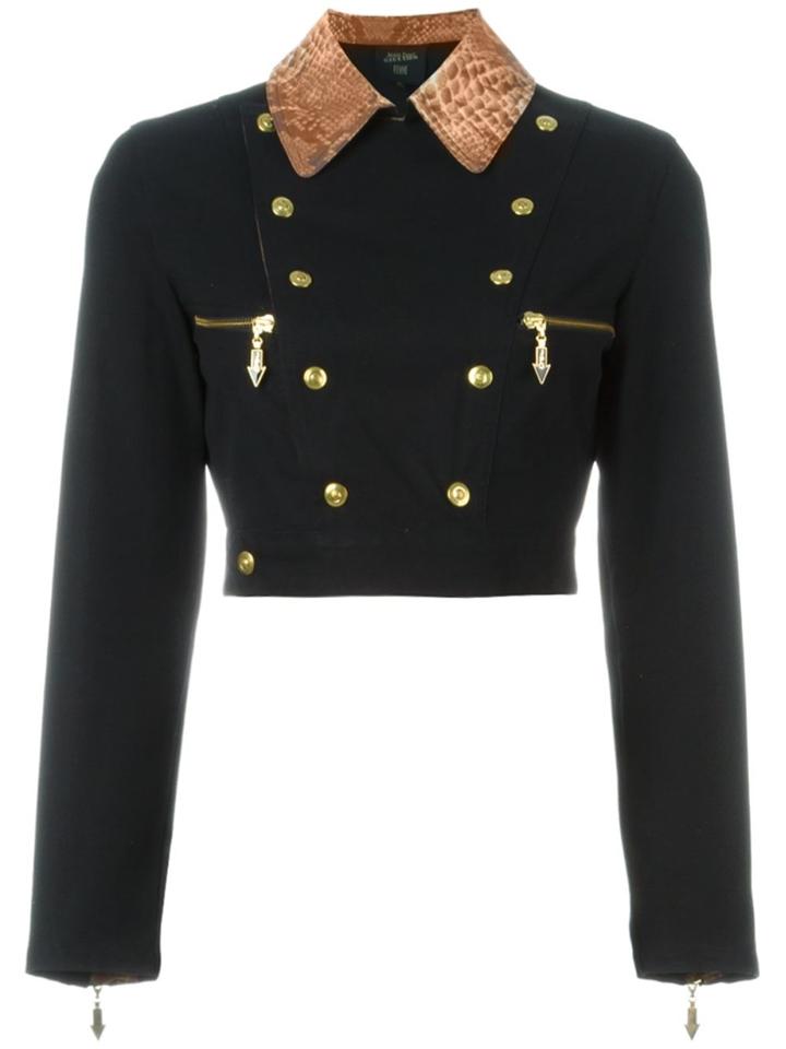 Jean Paul Gaultier Vintage Snakeskin Effect Collar Jacket - Black
