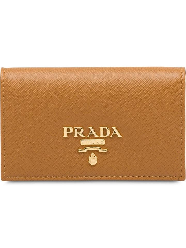 Prada Logo Plaque Card Holder - Brown