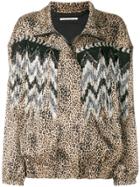 Alessandra Rich Leopard Print Oversized Jacket - Brown