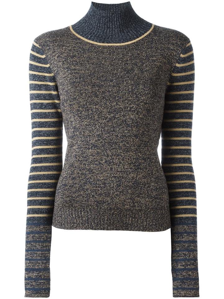 See By Chloé Striped Sleeve Jumper, Women's, Size: Medium, Blue, Wool