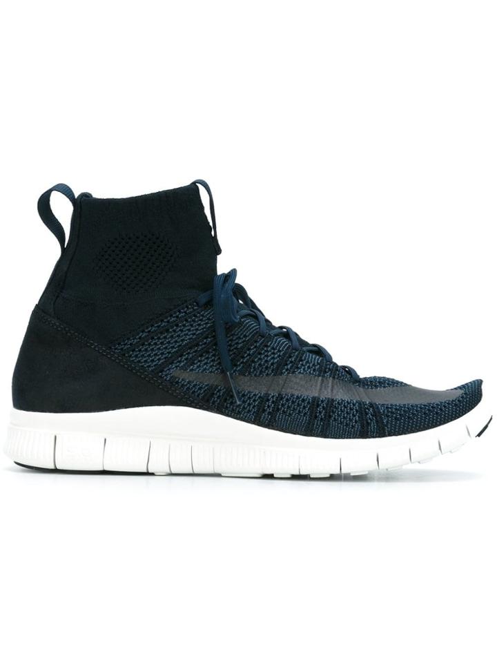 Nike Free Flyknit Mercurial Hi-top Sneakers - Blue
