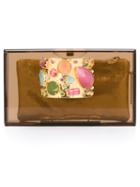 Charlotte Olympia Accessorised Pandora Clutch, Women's, Brown, Polymethyl Methacrylate/brass