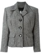 Dolce & Gabbana Vintage Herringbone Tweed Jacket, Women's, Size: 44, Black