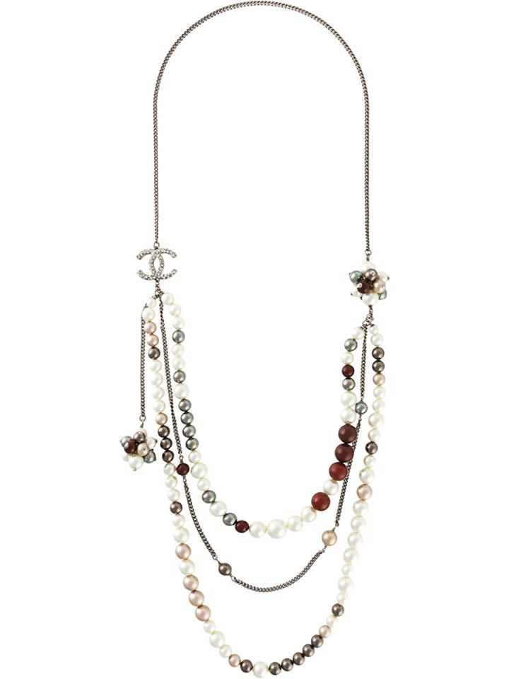Chanel Vintage Beaded Chain Necklace - Nude & Neutrals
