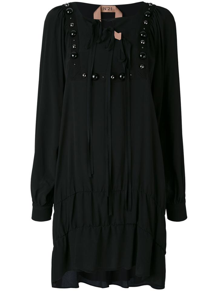 No21 Embellished Long Sleeve Dress - Black