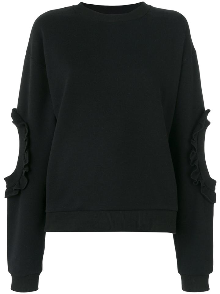 Francesco Scognamiglio Frill Trim Cut Out Sweater - Black